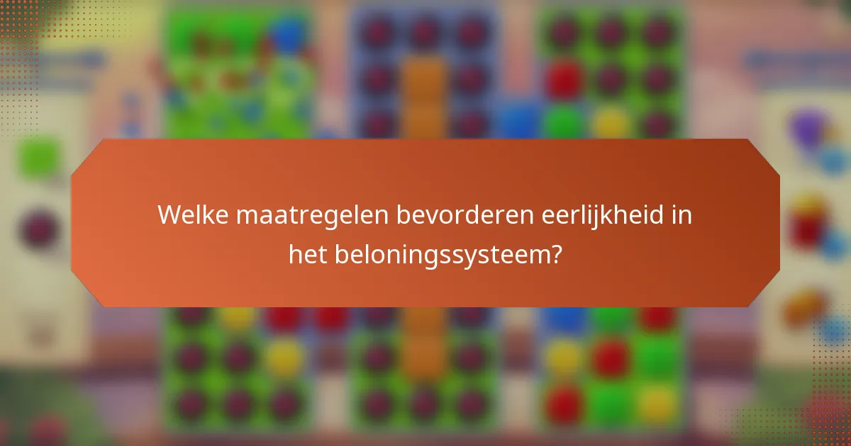 Welke maatregelen bevorderen eerlijkheid in het beloningssysteem?